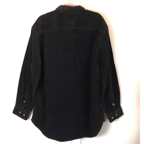 Vintage 90s Old Navy Black Corduroy Shacket Shirt Jacket Button Cotton Men Large - Picture 4 of 7
